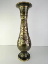 Indiase vloervaas - Messing en Zwart Emaille – foto 5 – kavel bij De Kringwinkel, Heverlee
