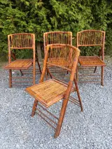 Set van 4 vintage bamboe klapstoelen – kavel bij De Kringwinkel, Ninove