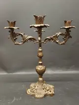 Vintage 3-armige koperen kandelaar – kavel bij De Kringwinkel, Ninove