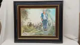 Olieverfschilderij herder met schapen gesigneerd R. De Smet – foto 2 – kavel bij De Kringwinkel, Zottegem
