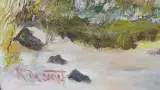 Olieverfschilderij herder met schapen gesigneerd R. De Smet – foto 3 – kavel bij De Kringwinkel, Zottegem