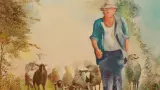 Olieverfschilderij herder met schapen gesigneerd R. De Smet – foto 4 – kavel bij De Kringwinkel, Zottegem