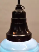 Vintage hanglamp met 3 extra verwisselbare opalineglazen kappen – handbeschilderd bloemendecor – foto 6 – kavel bij De Kringwinkel, Gent
