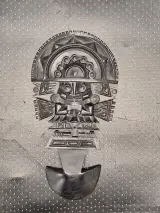 Handgesneden Peruaanse Tumi (Godenfiguur) Wandsculptuur - Zwarte Steen, Precolumbiaanse Stijl – foto 5 – kavel bij De Kringwinkel, Gent