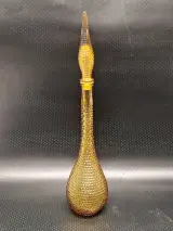 Italiaanse Empoli "Genie Bottle"-karaf in amberkleur met diamantpatroon - Mid Century Modern – kavel bij De Kringwinkel, Gent