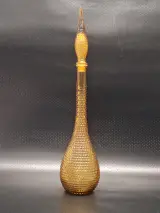 Italiaanse Empoli "Genie Bottle"-karaf in amberkleur met diamantpatroon - Mid Century Modern – foto 2 – kavel bij De Kringwinkel, Gent