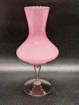 Italiaanse mond geblazen roze opaline vaas op voet uit de regio Empoli - Mid-Century Modern – kavel bij De Kringwinkel, Gent