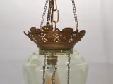 Antieke Art Nouveau hanglamp ca. 1900 - uraniumglas en rijk gedecoreerd metaal – foto 8 – kavel bij De Kringwinkel, Gent