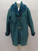 Luxe Italiaanse vintage Shearling mantel van Rufus - Teal – kavel bij De Kringwinkel, Gent