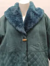 Luxe Italiaanse vintage Shearling mantel van Rufus - Teal – foto 4 – kavel bij De Kringwinkel, Gent