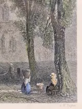 Twee antieke staalgravures van Brugge - handgekleurd, ca. 1830 - William Henry Bartlett – foto 6 – kavel bij De Kringwinkel, Gent