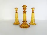 Val Saint Lambert, Amber Kristallen Kandelaarsset (3-delig) – kavel bij De Kringwinkel, Heverlee