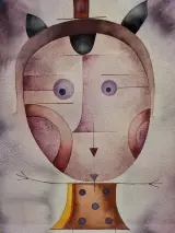 Geometrische figuur - originele aquarel, gesigneerd en gedateerd 1984 - Milan Lapka – foto 3 – kavel bij De Kringwinkel, Gent
