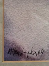 Geometrische figuur - originele aquarel, gesigneerd en gedateerd 1984 - Milan Lapka – foto 6 – kavel bij De Kringwinkel, Gent
