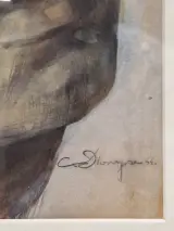 Expressief vrouwenportret gesigneerd en gedateerd 1944 - Carmen Dionyse – foto 7 – kavel bij De Kringwinkel, Gent