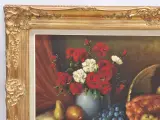 Klassiek pronkstilleven met fazant, bloemen en fruit - olieverf op doek - M.S. Dufour – foto 7 – kavel bij De Kringwinkel, Gent