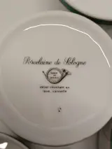 67-delig Porcelaine de Sologne servies met groene gemarmerde rand - Frankrijk – foto 3 – kavel bij De Kringwinkel, Gent