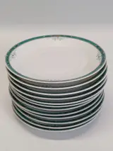 67-delig Porcelaine de Sologne servies met groene gemarmerde rand - Frankrijk – foto 6 – kavel bij De Kringwinkel, Gent