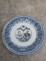 Set van 3 Antieke Herdenkingsborden Boch Frères Keramis - Koning Leopold II & Koningin Marie Henriette (19e Eeuw) – foto 3 – kavel bij De Kringwinkel, Gent