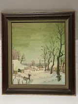 Schilderij sneeuwlandschap - F. Van Muylem – kavel bij De Kringwinkel, Herzele