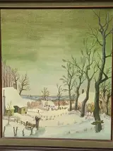 Schilderij sneeuwlandschap - F. Van Muylem – foto 2 – kavel bij De Kringwinkel, Herzele