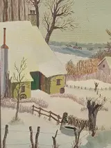 Schilderij sneeuwlandschap - F. Van Muylem – foto 3 – kavel bij De Kringwinkel, Herzele
