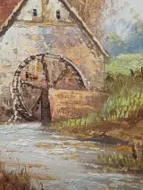 Olieverfschilderij 'Watermolen' - Gaston Quidousse – foto 4 – kavel bij De Kringwinkel, Herzele