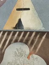 Abstract en surrealistisch kunstwerk 'Klein fossiel' door L. Boel – foto 4 – kavel bij De Kringwinkel, Liedekerke
