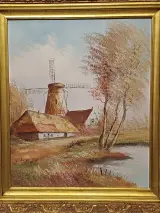 Schilderij windmolen - Gaston Quidousse – foto 2 – kavel bij De Kringwinkel, Herzele