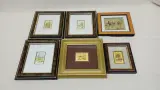 Set van 6 ingelijste kleine kunstwerkjes op zilver- en goudplaat – foto 2 – kavel bij De Kringwinkel, Zottegem