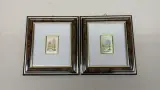 Set van 6 ingelijste kleine kunstwerkjes op zilver- en goudplaat – foto 3 – kavel bij De Kringwinkel, Zottegem