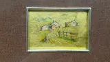 Set van 6 ingelijste kleine kunstwerkjes op zilver- en goudplaat – foto 10 – kavel bij De Kringwinkel, Zottegem
