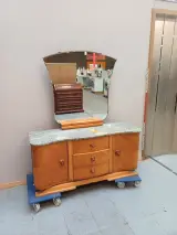 Authentiek Art Deco Dressoir / Kaptafel met Marmeren Blad en Spiegel – Jaren 30/40 – foto 2 – kavel bij De Kringwinkel, Ronse