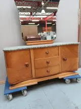 Authentiek Art Deco Dressoir / Kaptafel met Marmeren Blad en Spiegel – Jaren 30/40 – foto 3 – kavel bij De Kringwinkel, Ronse