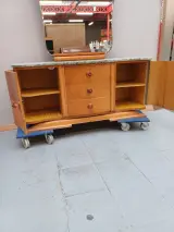 Authentiek Art Deco Dressoir / Kaptafel met Marmeren Blad en Spiegel – Jaren 30/40 – foto 5 – kavel bij De Kringwinkel, Ronse