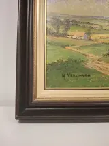 Schilderij H. Verlinden met landschap en boerderijen in houten lijst – foto 3 – kavel bij De Kringwinkel, Ronse