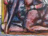Erotisch portret van twee knielende dames acryl op canvas gesigneerd HUB – foto 5 – kavel bij De Kringwinkel, Antwerpen