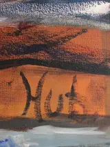 Erotisch portret van twee knielende dames acryl op canvas gesigneerd HUB – foto 7 – kavel bij De Kringwinkel, Antwerpen