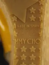 Jimmy Choo – okergele lakleren sleehakken met kurk – foto 7 – kavel bij De Kringwinkel, Antwerpen