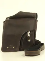 Jean-Louis Fourès - donkerbruine lederen crossbody / holstertas – kavel bij De Kringwinkel, Antwerpen