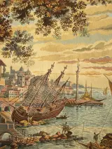 Jacquard geweven wandtapijt – “Scaricatori” / havengezicht – foto 3 – kavel bij De Kringwinkel, Antwerpen