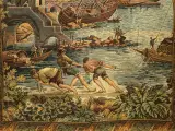Jacquard geweven wandtapijt – “Scaricatori” / havengezicht – foto 4 – kavel bij De Kringwinkel, Antwerpen