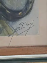Groot Vintage Schilderij – "Zigeunerin met Tamboerijn" in de stijl van Yves Diey – Goudkleurige Kader (66x85 cm) – foto 2 – kavel bij De Kringwinkel, Waardamme