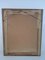 Groot Vintage Schilderij – "Zigeunerin met Tamboerijn" in de stijl van Yves Diey – Goudkleurige Kader (66x85 cm) – foto 3 – kavel bij De Kringwinkel, Waardamme