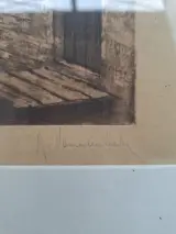 Authentieke Ets van het Rozenhoedkaai Brugge met Belfort – Handgesigneerd J. Vanlandeghem – Luxe Wortelhout Look Lijst – foto 2 – kavel bij De Kringwinkel, Waardamme