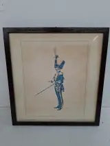 Statige Vintage Militaire Prent in Kader – "Königreich Belgien um 1831" – Belgische Garde-Officier – kavel bij De Kringwinkel, Waardamme