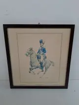 Statige Vintage Militaire Prent in Kader – "Königreich England 1793" – Cavalerist te Paard – kavel bij De Kringwinkel, Waardamme