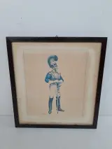 Statige Vintage Militaire Prent in Kader – "Königreich Bayern um 1825" – Garde-Officier – kavel bij De Kringwinkel, Waardamme