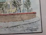 Aquarel van de kerk van Lapscheure (Damme) – foto 3 – kavel bij De Kringwinkel, Waardamme