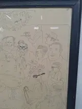 Uniek en historisch: Originele Satirische Prent "Bijeenkomst van 27-10-49" – Gekaderde Spotprent! – foto 3 – kavel bij De Kringwinkel, Waardamme